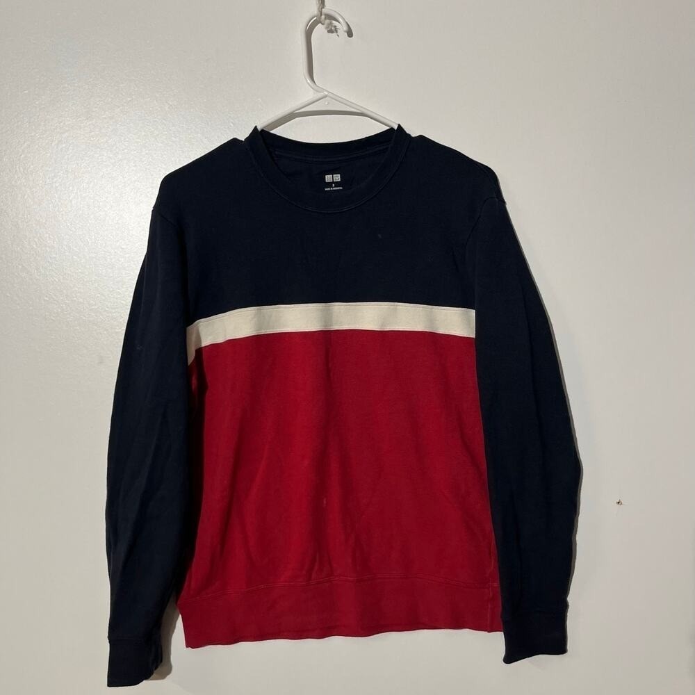 Uniqulo Casual Crew Neck Sweater Red Blue Mens Size Small
